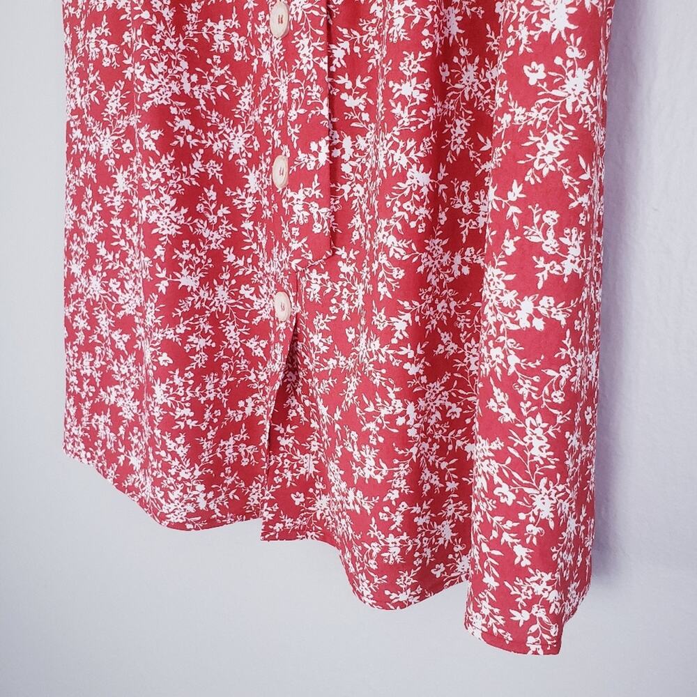 Perch by Blu Pepper Red Floral Midi Skirt Large Button Down Boho Cottagecore - Picture 4 of 11